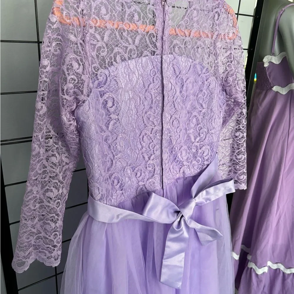 Formal Lavender Lace & Tulle Long Sleeved Gown NWOT size 170 (14/16)